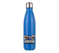 Personalised Any Name Cool Pixel Art Funny Gaming Enthusiast Birthday Gift for Kids, Boys, Girls, Back to School, 500 ML Double Walled Insulated Stainless Steel Bottle. (Matt Dark Blue)