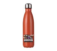 Personalised Any Name Cool Pixel Art Funny Video Gamer, Gaming Enthusiast Birthday Gift for Kids, Boys, Girls, Back to School, 500 ML Double Walled Insulated Stainless Steel Bottle. (Orange)