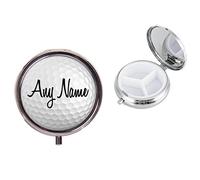 Personalised Any Name Golf Ball Round Travel Metal Pill Box Ideal Birthday Gift X65