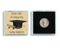 Personalised Any Name Good Luck at University Lucky Sixpence Keepsake in Display Case Ideal Sudent Gift W29