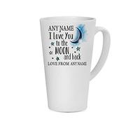 Personalised Any Name I Love You to The Moon & Back Coffee Tea Cocoa Soup Daily use Mug Valentine's Day Birthday Party gage Keepsake Unique Ceramic Cup Mug. (17 oz Latte Mug)