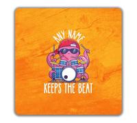Personalised Any Name Keeps the Beat Drumming 2 Pack Coasters - 9 x 9cm