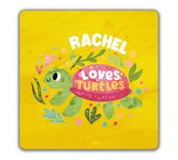 Personalised Any Name Loves Turtles 2 Pack Coasters - 9 x 9cm