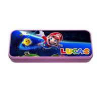 Personalised Any Name Ma-Rio Funny Video Gamer, Gaming Enthusiast Gift for Kids,Back to School, Metal Pencil Case Tin. (Pink)
