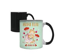 Personalised Any Name Mama Bear Gift for Her, Mum, God Mother, Step Mom, Mummy, Mother’s Day, Mom’s Birthday Present, Novelty Mug, Unique Ceramic Colour Changing Magic Cup/Mug.