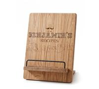 Personalised Any Name Wooden Recipe Book Stand, Kitchen Cookbook Holder with Metal Support, 24.1 x 20.1 x 32.5 cm, Gift for Him