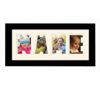 Personalised Any Name Word Photo Frame Birthday Picture Gift Present (Black Finish Cream Mount Cream Inside, 4 Letters (Letters only no spaces))