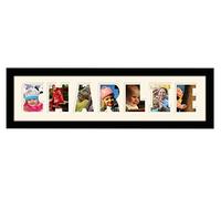 Personalised Any Name Word Photo Frame Birthday Picture Gift Present (Black Finish Cream Mount Cream Inside, 7 Letters (Letters only no spaces))
