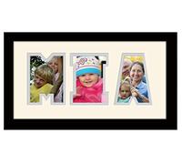 Personalised Any Name Word Photo Frame Birthday Picture Gift Present (Black Finish Cream Mount Grey Inside, 3 Letters (Letters only no spaces))