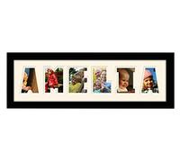 Personalised Any Name Word Photo Frame Birthday Picture Gift Present (Black Finish Frame Cream Mount Cream Inside, 6 Letters (Letters only no spaces))