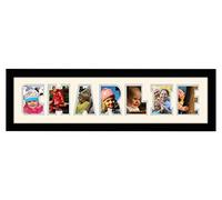 Personalised Any Name Word Photo Frame Birthday Picture Gift Present (Black Finish Frame Cream Mount Grey Inside, 7 Letters (Letters only no spaces))