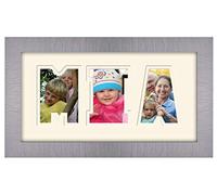 Personalised Any Name Word Photo Frame Birthday Picture Gift Present (Brushed Silver Finish Frame Cream Mount Cream Inside, 3 Letters (Letters only no spaces))