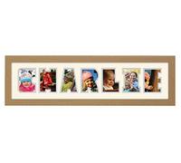 Personalised Any Name Word Photo Frame Birthday Picture Gift Present (Oak Finish Cream Mount Grey Inside, 3-7 Letters (Letters only no spaces))