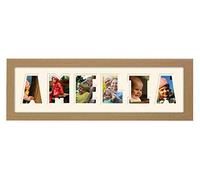 Personalised Any Name Word Photo Frame Birthday Picture Gift Present (Oak Finish Frame Cream Mount Cream Inside, 6 Letters (Letters only no spaces))