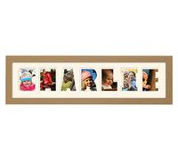 Personalised Any Name Word Photo Frame Birthday Picture Gift Present (Oak Finish Frame Cream Mount Cream Inside, 7 Letters (Letters only no spaces))