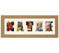 Personalised Any Name Word Photo Frame Birthday Picture Gift Present (Oak Finish Frame Cream Mount Cream Inside, 5 Letters (Letters only no spaces))