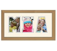 Personalised Any Name Word Photo Frame Birthday Picture Gift Present (Oak Finish Frame Cream Mount Grey Inside, 3 Letters (Letters only no spaces))