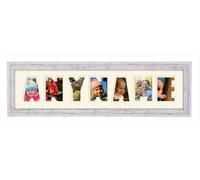 Personalised Any Name Word Photo Frame Birthday Picture Gift Present (Shabby Chic Finish Frame Cream Mount Cream Inside, 7 Letters (Letters only no spaces))