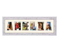 Personalised Any Name Word Photo Frame Birthday Picture Gift Present (Shabby Chic Finish Frame Cream Mount Grey Inside, 6 Letters (Letters only no spaces))