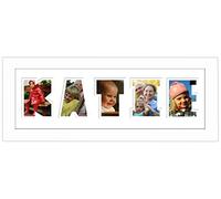 Personalised Any Name Word Photo Frame Birthday Picture Gift Present (White Finish Frame White Mount White Inside, 5 Letters (Letters only no spaces))