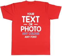 Personalised Any Text Any Colour Mens Short Sleeve T-Shirt - Create Your Own Custom Funny T Shirt Gifts with Any Novelty Customised Message (UK, Alpha, 3XL, Regular, Regular, Red)