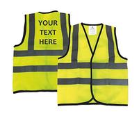 Personalised Any Text Toddler High Visibility Safety Vest School Kids Waistcoat Jacket (Yellow)