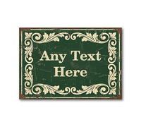 Personalised Any Text Vintage Aluminium Plaque with Ornate Scrollwork - Classic Metal Sign for Home Bar Kitchen Hallway Garden Housewarming