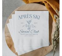 Personalised Après Ski Social Club Cocktail Napkins, Bachelorette Party, White