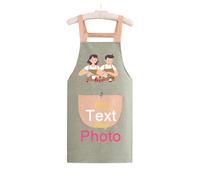 Personalised Apron for Women and Men with Photo Text, Waterproof Aprons with Pockets for Cooking, Baking, Gift Idea for Christmas Valentines