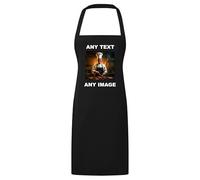 Personalised Apron for Women & Men - Customisable Black Chef Apron with Text & Image, For Cooking, Kitchen, BBQs, Gardening, Art & Crafting - Waterdrop Resistant Unisex Aprons, Durable Polyester