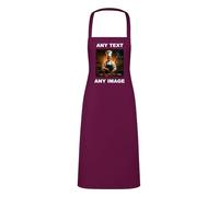 Personalised Apron for Women & Men - Customisable Burgundy Chef Apron with Text & Image, For Cooking, Kitchen, BBQs, Gardening, Art & Crafting - Waterdrop Resistant Unisex Aprons, Durable Polyester