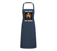 Personalised Apron for Women & Men - Customisable Dark Blue Denim Chef Apron with Text & Image, For Cooking, Kitchen, BBQs, Gardening, Art & Crafting - Waterdrop Resistant Unisex Aprons, Polyester