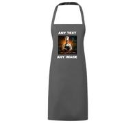 Personalised Apron for Women & Men - Customisable Dark Grey Chef Apron with Text & Image, For Cooking, Kitchen, BBQs, Gardening, Art & Crafting - Waterdrop Resistant Unisex Aprons, Durable Polyester