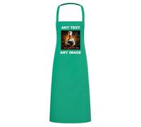 Personalised Apron for Women & Men - Customisable Green Chef Apron with Text & Image, For Cooking, Kitchen, BBQs, Gardening, Art & Crafting - Waterdrop Resistant Unisex Aprons, Durable Polyester