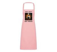 Personalised Apron for Women & Men - Customisable Light Pink Chef Apron with Text & Image, For Cooking, Kitchen, BBQs, Gardening, Art & Crafting - Waterdrop Resistant Unisex Aprons, Durable Polyester