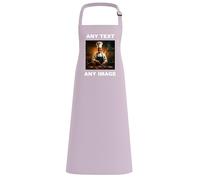 Personalised Apron for Women & Men - Customisable Light Purple Chef Apron with Text & Image, For Cooking, Kitchen, BBQ, Gardening, Art & Crafting - Waterdrop Resistant Unisex Apron, Durable Polyester