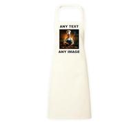 Personalised Apron for Women & Men - Customisable Off White Chef Apron with Text & Image, For Cooking, Kitchen, BBQs, Gardening, Art & Crafting - Waterdrop Resistant Unisex Aprons, Durable Polyester