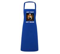 Personalised Apron for Women & Men - Customisable Royal Blue Chef Apron with Text & Image, For Cooking, Kitchen, BBQs, Gardening, Art & Crafting - Waterdrop Resistant Unisex Aprons, Durable Polyester