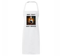 Personalised Apron for Women & Men - Customisable White Chef Apron with Text & Image, For Cooking, Kitchen, BBQs, Gardening, Art & Crafting - Waterdrop Resistant Unisex Aprons, Durable Polyester
