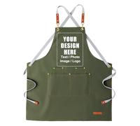 Personalised Apron for Women Men with Picture Text, Kitchen Cooking Baking Chef Waitress Apron (Army Green)