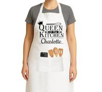 Personalised Apron for Women - "Queen of the Kitchen" with Name - Custom Cooking Apron with Pockets - Funny Gift for Mum, Wife, Chef - Kitchen Baking BBQ