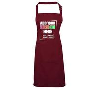 Personalised Aprons - Add Any Text, Image, or Logo - Ideal for Cooking in Kitchen, BBQs, and Art - Available for Men and Women in Multiple Colors with Large Pocket - Durable Polyester (Burgundy)
