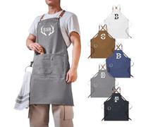 Personalised Aprons for Men Women,Custom Aprons with Name Logo Photo,Canvas Cross Back Adjustable for Men Women,Customise Apron Gift for Restaurant,Coffee House,Baker,Barbecuer (Grey)