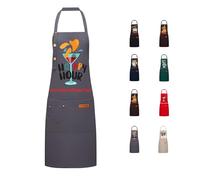 Personalised Aprons for Women Men with Pockets,Custom Printed Any Text, Image, or Logo, Adjustable Cross Waterproof Apron for BBQ Cooking, Gifts, Chef, Kitchen,Restaurant. (Gray)