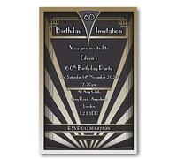 Personalised Art Deco Birthday Invitations, Invites, Complete with envelopes Ref BD84 16th 17th 18th 21st 30th 40th 50th 60th 70th Birthdays Surprise Can be Added (50)