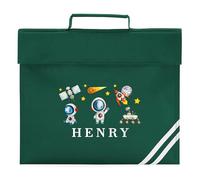 Personalised Astronauts Kids Book Bag Custom Name Space Themed Reading Folder for Primary Reception Infants New Term Gift, One Size, Bottle
