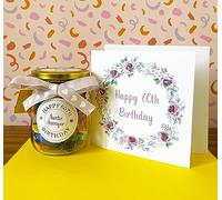 Personalised Auntie 60th Birthday Gift Present Package (Jar & Card) for Aunt Auntie Aunty From Nephew Niece - Auntie 60th Gift Present for Birthday
