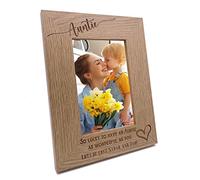 Personalised Auntie Love Heart Engraved Portrait Photo Frame Gift FW634 (5 x 7 Inch)