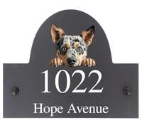 Personalised Australian Cattle Dog Motif Arch Top Slate Sign - 25x20cm