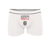 Personalised Authorised Access Men's Boxers - Funny Rude Novelty Joke Gifts Presents Ideas Valentines Day Birthday Christmas Anniversary Boxer Shorts Pants Underwear (Small, White Prime)